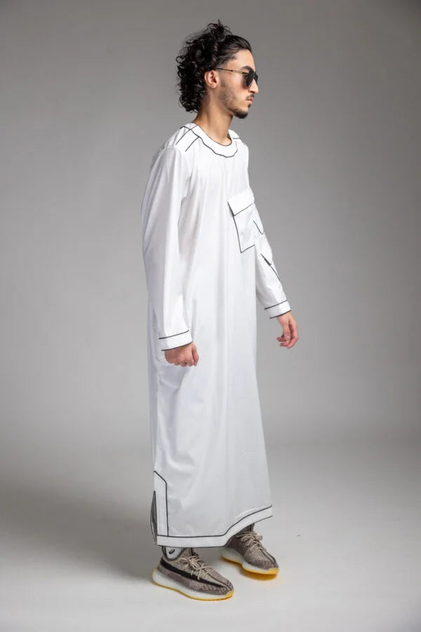 Brilliant White/ Black Thobe