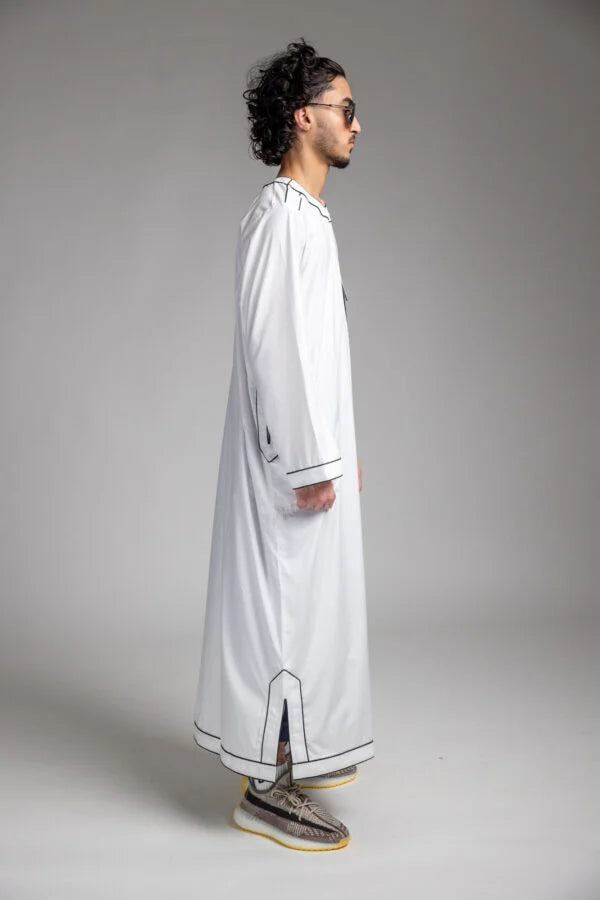 Brilliant White/ Black Thobe