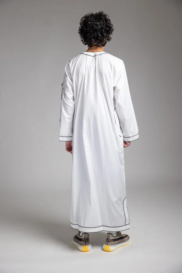 Brilliant White/ Black Thobe