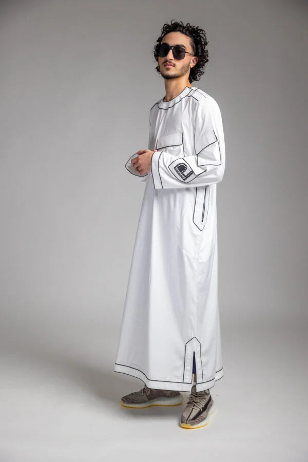 Brilliant White/ Black Thobe