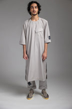 LIGHT GREY HALF SLEEVE KURTA TOP