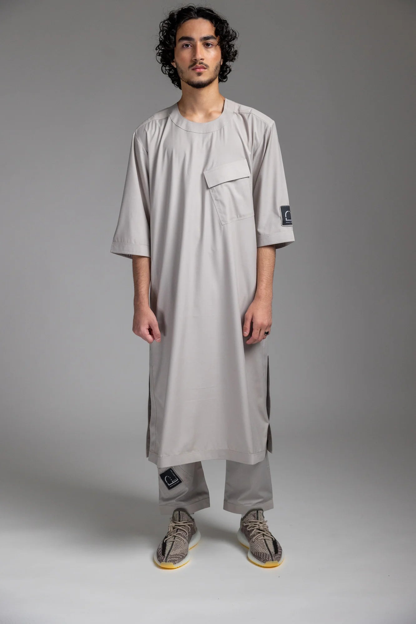 LIGHT GREY HALF SLEEVE KURTA TOP