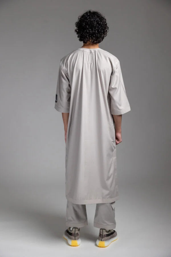 LIGHT GREY HALF SLEEVE KURTA TOP