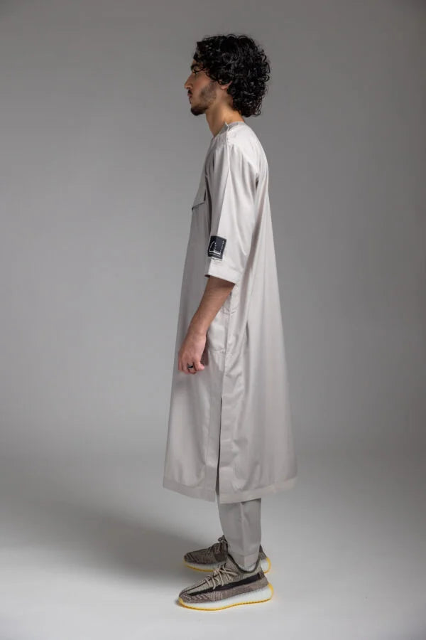 LIGHT GREY HALF SLEEVE KURTA TOP