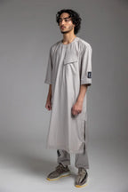 LIGHT GREY HALF SLEEVE KURTA TOP