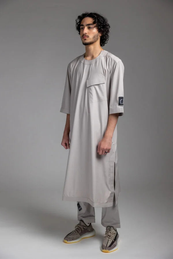 LIGHT GREY THOBE KURTA TOP