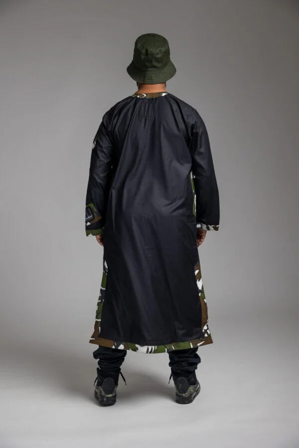 BLACK WITH CAMO KURTA TOP